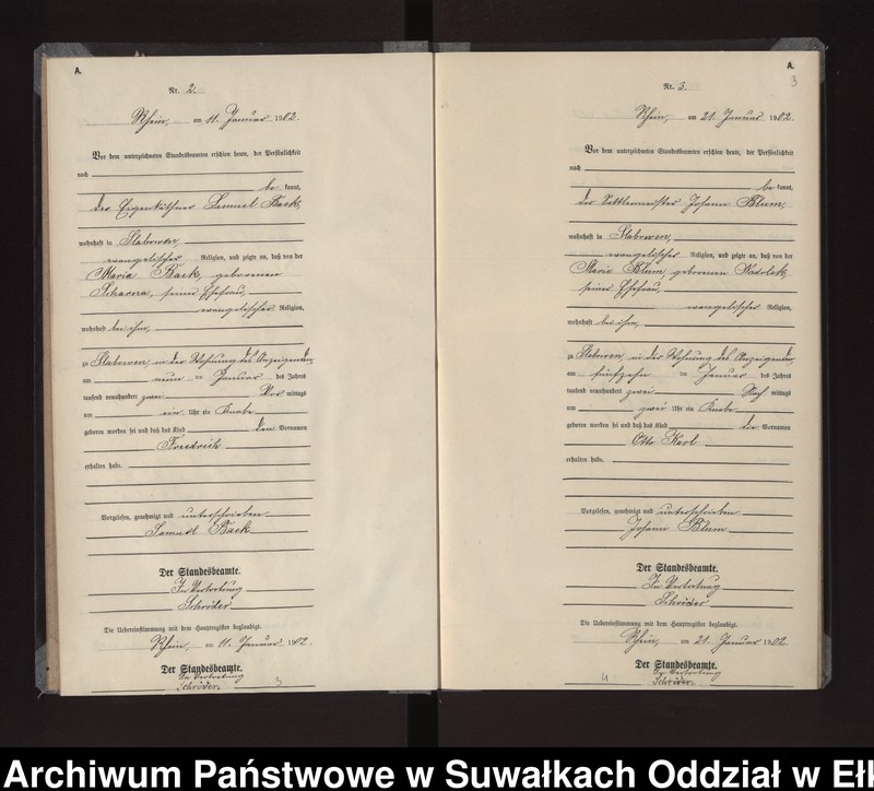 Obraz 6 z jednostki "Geburts-Neben-Register des Königlichen Preussischen Standes-Amtes Gneist Kreis Loetzen"