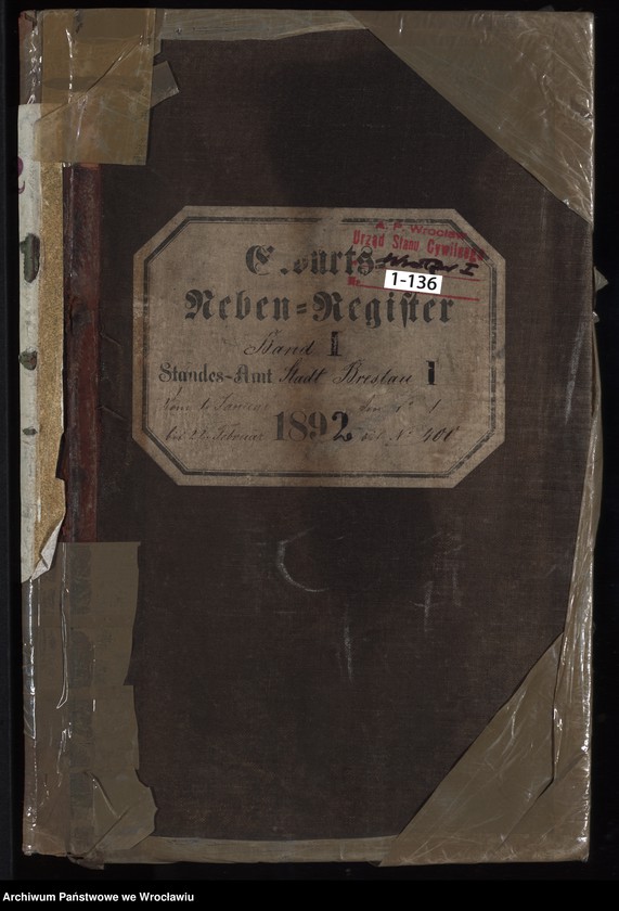 image.from.unit.number "Geburts-Neben-Register Breslau I 1892 Band 1"