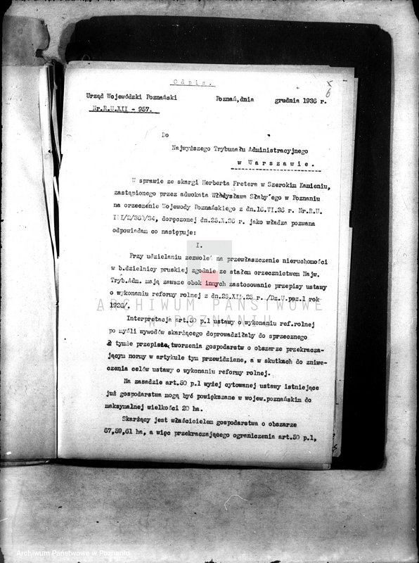 Obraz 10 z jednostki "Freter Herbert z Szerokiego Kamienia powiatu szubińskiego. Skarga do N.T.A. z powodu odmowy zezwolenia na przewłaszczenie"