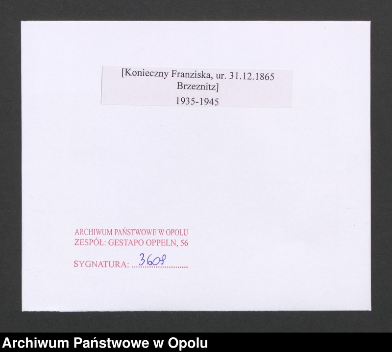Obraz 2 z jednostki "[Konieczny Franziska, ur. 31.12.1865 Brzeznitz]"