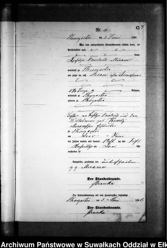 image.from.unit.number "Sterbe-Neben-Register des Preussischen Standes-Amtes Prinowen Kreis Angerburg"