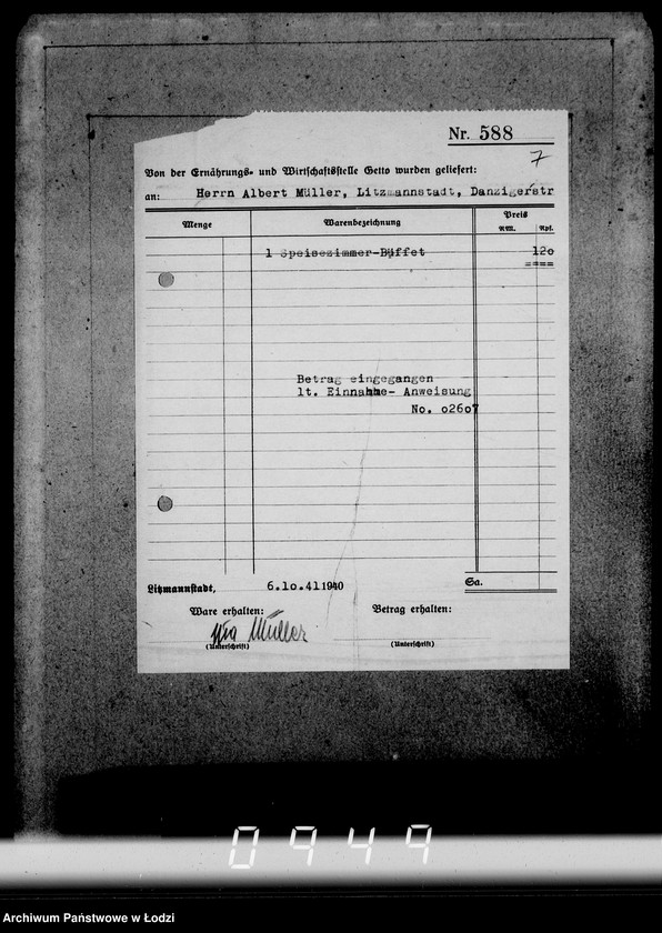 Obraz 11 z jednostki "Konto 00, Komm.181-220 [Rachunki i potwierdzenia odbioru mebli]"