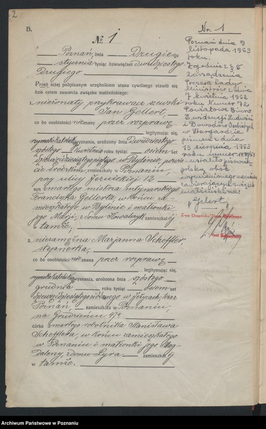 Obraz 4 z jednostki "Księga miejscowa małżeństw tom I [Rejestr główny małżeństw]"