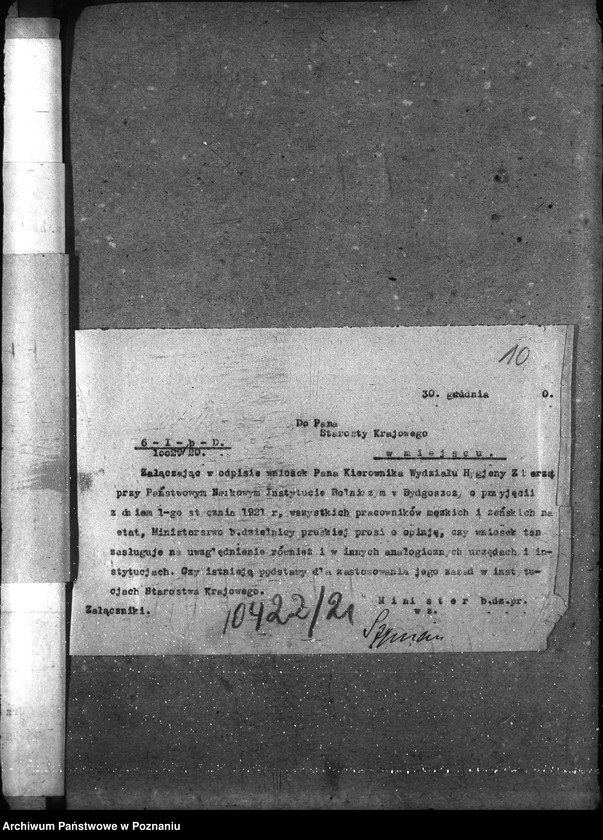 image.from.unit.number "Sprawy osobowe Państw. Inst. Nauk. Rolniczy w Bydgoszczy etatyzowanie funkcjonariuszy niższych"