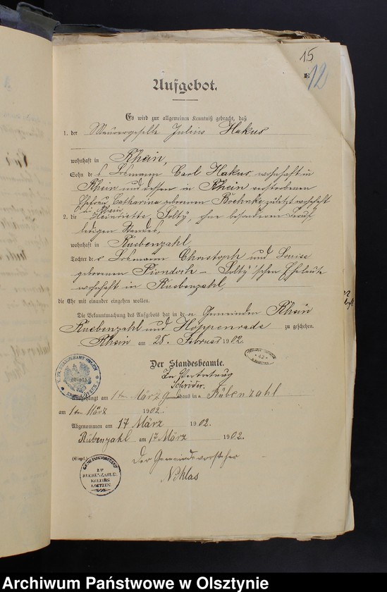 image.from.unit.number "Beläge zum Heiraths-Register"