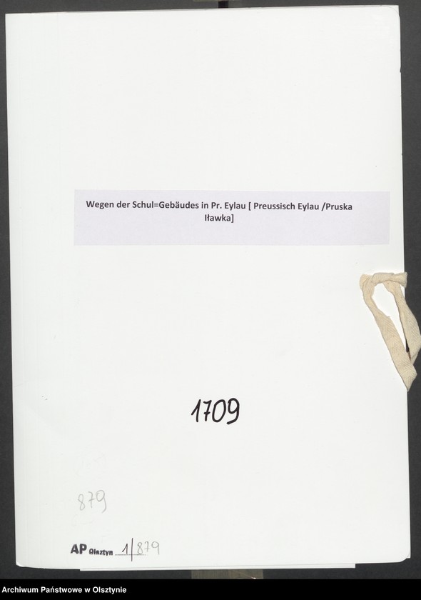 image.from.unit.number "Wegen der Schul=Gebäudes in Pr. Eylau [ Preussisch Eylau /Pruska Iławka]"