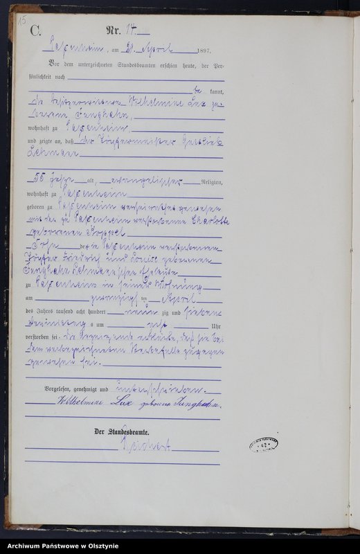 image.from.unit.number "Sterbe-Haupt-Register Nr 1 - 45"