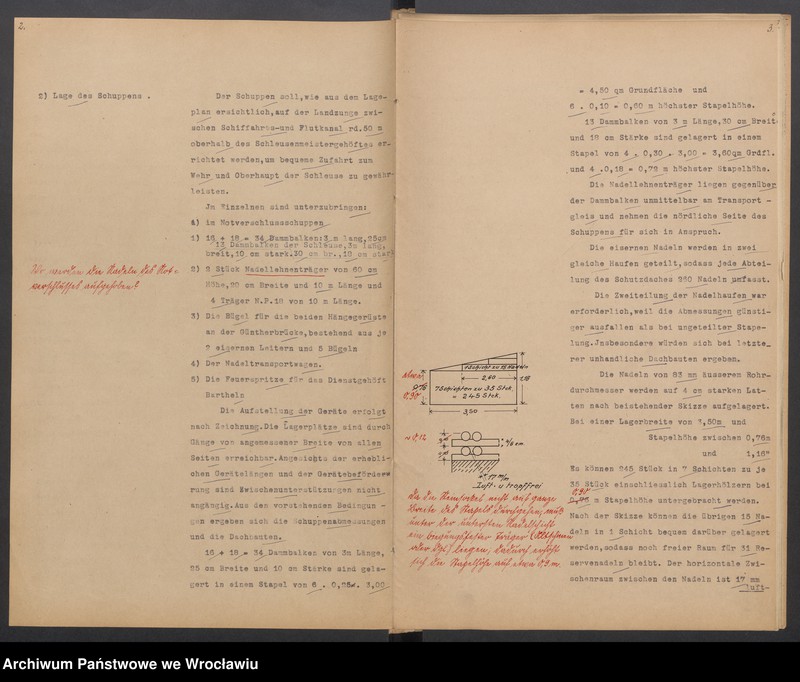 Obraz 4 z jednostki "Sonderentwurf und Kostenanschlag für einen Gerätenschuppen und ein Nadelschutzdach am Wehr in Bartheln"