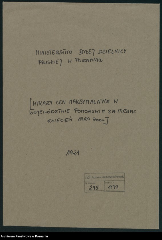 Obraz 2 z jednostki "[Wykazy cen maksymalnych Województwa Pomorskiego za miesiąc kwiecień 1920 roku]"