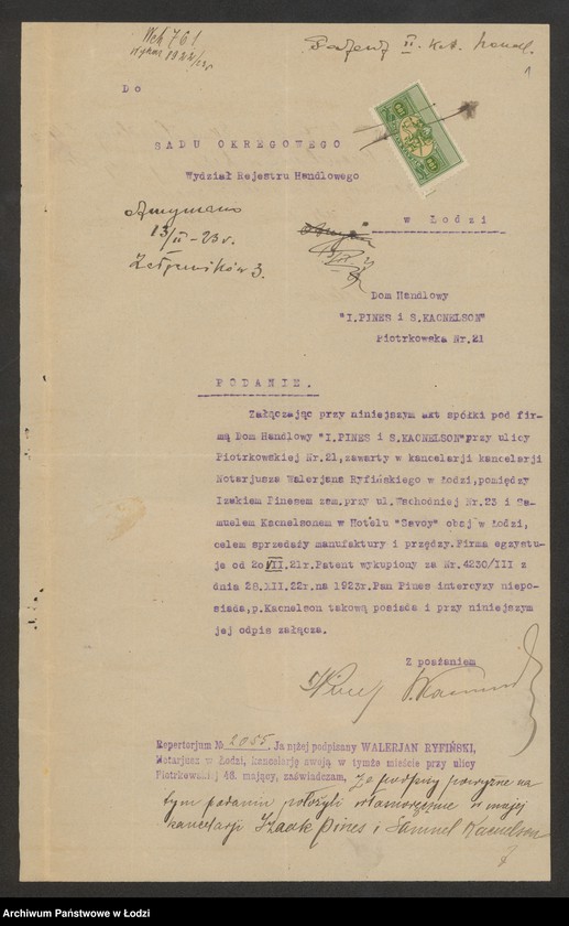 Obraz 3 z jednostki "Fdom Handlowy- I.Pines i S.Kacnelson- handel manufakturą"