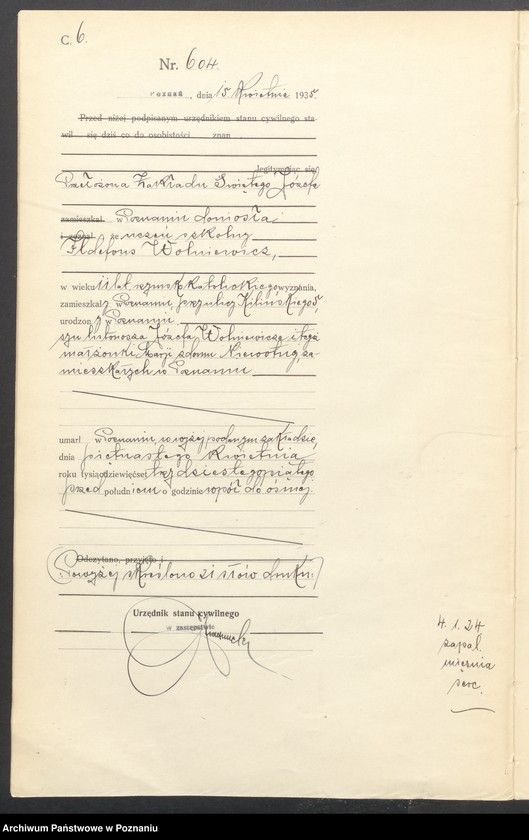 Obraz 8 z jednostki "Księga miejscowa zgonów tom II [Rejestr główny zgonów]"