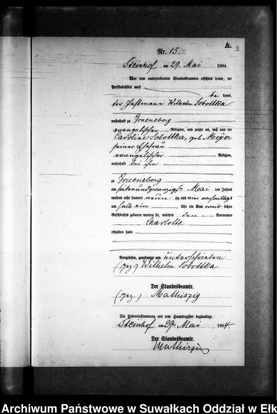 image.from.unit.number "Geburts-Neben-Register des Preussischen Standes-Amtes Gr. Strengeln Kreis Angerburg"