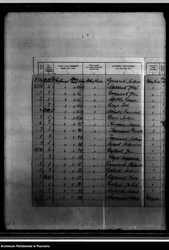 Obraz 18 z jednostki "/Wykaz dłużników osad gruntowych/ wykaz orzeczeń z art. 61 ustawy o wykonaniu reformy rolnej przekazanych do administracji P.B. Rolnego"