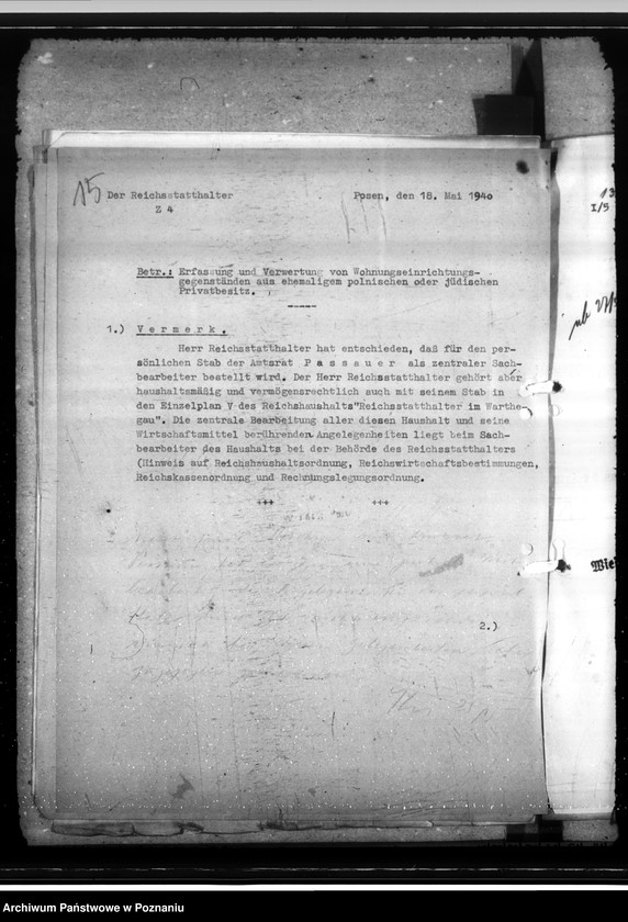 Obraz 19 z jednostki "Reichseigene Wohngebäude. Möbel in reichseigenen Wohnungen. Generalia"