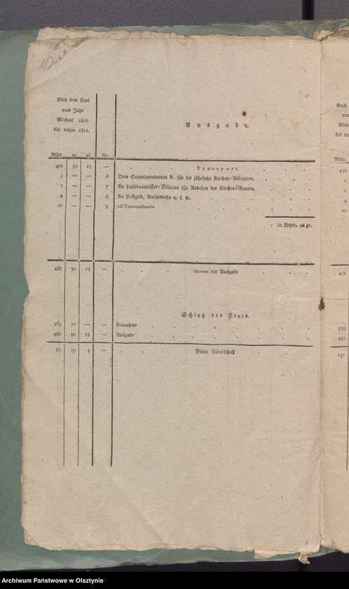 image.from.unit.number "Kirchen Etat, Einnahme und Ausgabe der Kasse zu Schwarzstein"