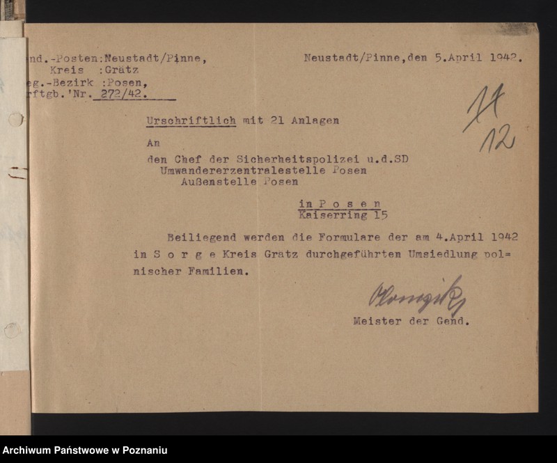 Obraz 15 z jednostki "Umsiedlungsmeldungen der SS - Arbeitsstäbe - Kreis Posen - Land [Powiat - Poznań]"