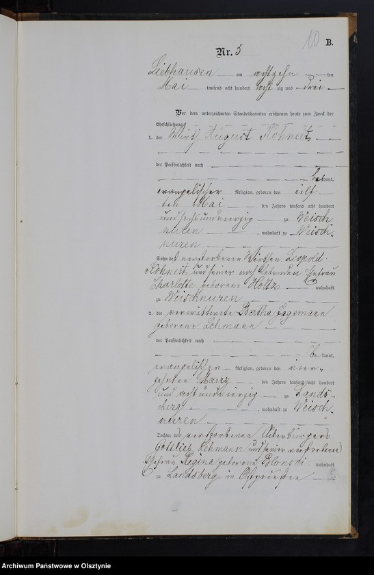 Obraz 12 z jednostki "Heiraths-Neben-Register Nr 1 - 11"