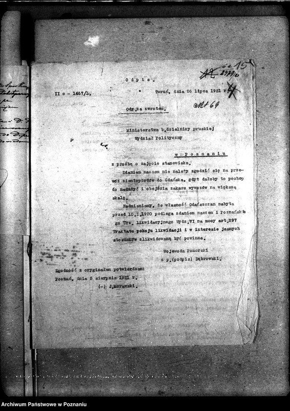 Obraz 19 z jednostki "Sprawy szczegółowo-administracyjne Układ polsko - gdański"