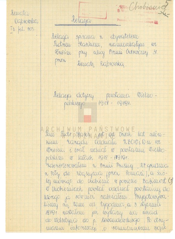 Obraz 14 z jednostki "Relacje i wspomnienia dotyczące powstania wielkopolskiego: 1. Chobienice, powiat Wolsztyn, województwo poznańskie."