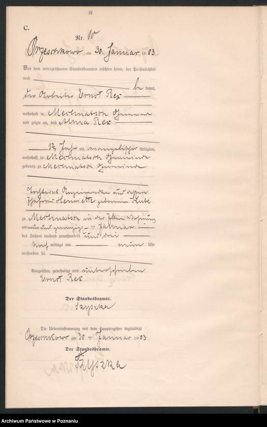 Obraz 13 z jednostki "Sterbe-Neben-Register"