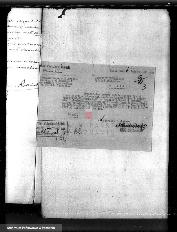 Obraz 7 z jednostki "Sprawa zmiany rodzaju użytków 5,06 ha gruntów leśnych w majątku Bogusławice /powiat koniński/ oraz zatwierdzenie projektu planu gospodarstwa leśnego"