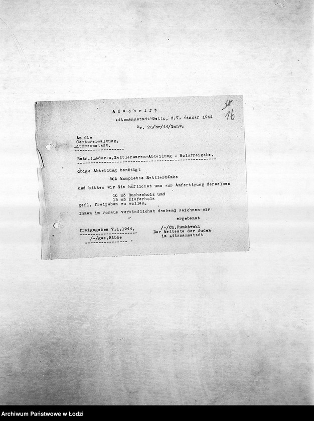 Obraz 19 z jednostki "Arbeitsressort [Produkcja i zapotrzebowanie materiałów dla resortów pracy]"