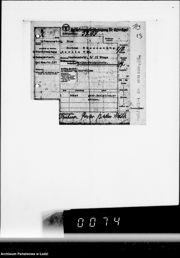 Obraz 17 z jednostki "M. Rechnungen [za dostawy towarów spoza Getta]"