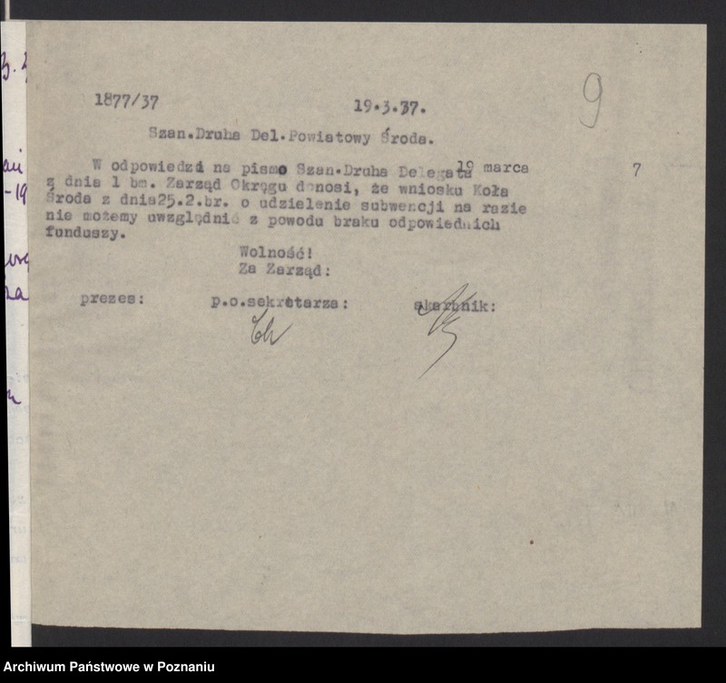 Obraz 13 z jednostki "Środa - akta delegata powiatowego."