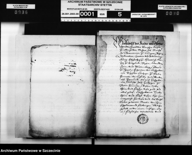 image.from.unit.number "Martin v. Ahnen zu Gr.Datzow Klaus und Balthasar v. Gagern, Pribber v. Suhm, Paul v. Schmatzhagen, Heinrich von Rhast und Michael Rust bezw. Herzog Philipp Julius von Pommern: freie Jagdausübung auf Rügen."