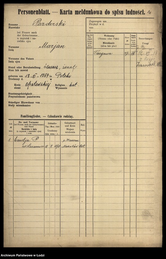 Obraz 13 z jednostki "[Spis ludności Łodzi] Pawoniak-Pelc"