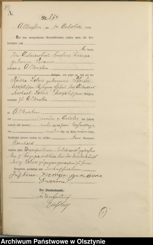 image.from.unit.number "Geburts-Haupt-Register Tom III,Nr 561 - 751"