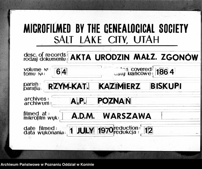 Obraz 1 z jednostki "Księga urodzeń, małżeństw i zgonu"