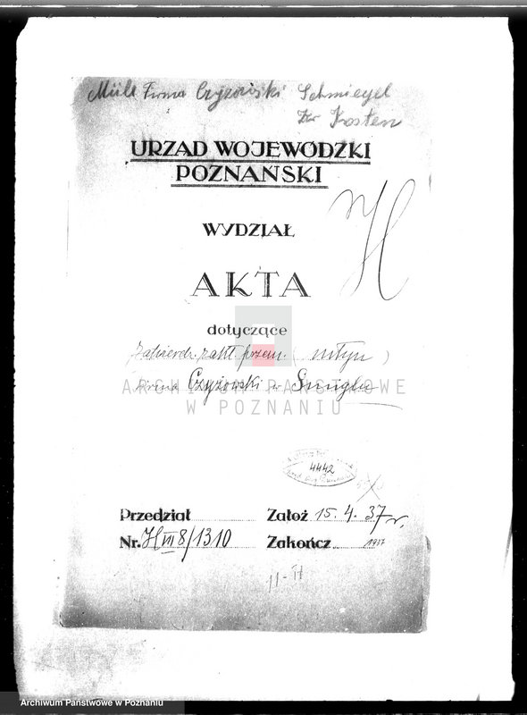 Obraz 4 z jednostki "Zatwierdzenie zakładu przemysłowego młyna Firmy Czyżowski w Śmiglu"