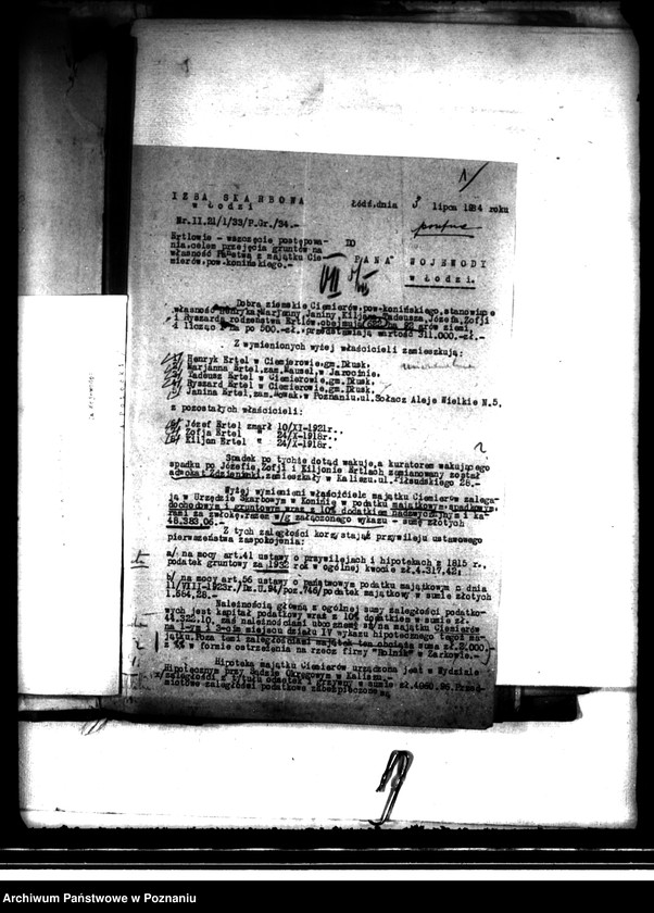 image.from.unit.number "Przejęcie przez Skarb Państwa za zaległe podatki gruntów majątku Ciemierów i Stare Holendry"