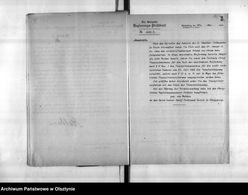 image.from.unit.number "Disciplinarverfahren wieder den Lehrer Herich [Adolf Ferdinand]"