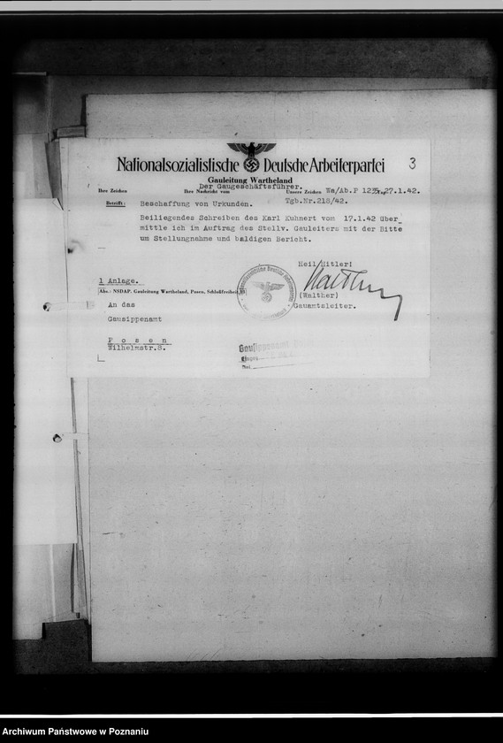 image.from.unit.number "Berufssippenforscher Scharnik [Korespondencja w sprawie honorariów i zażaleń na Scharnika zatrudnionego w Poznaniu]"
