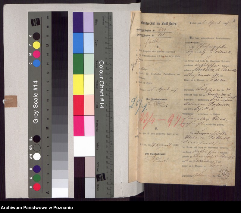 Obraz 3 z jednostki "Die von den Verlobten beigebrachten Urkunden zur Eheschliessung pro 1897"