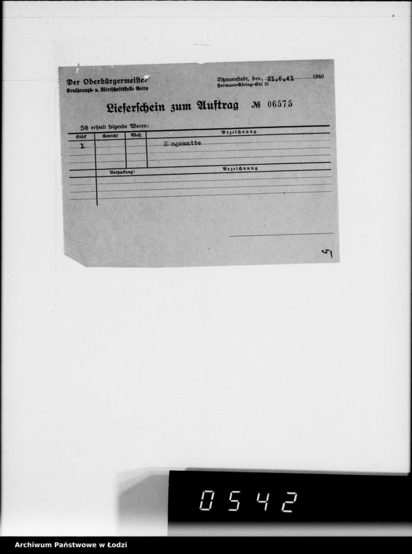 Obraz 9 z jednostki "Aufträge 5734-10700 [Faktury, listy przewozowe na dostarczone dla Getta produkty żywnościowe, materiały opałowe, przemysłowe]"
