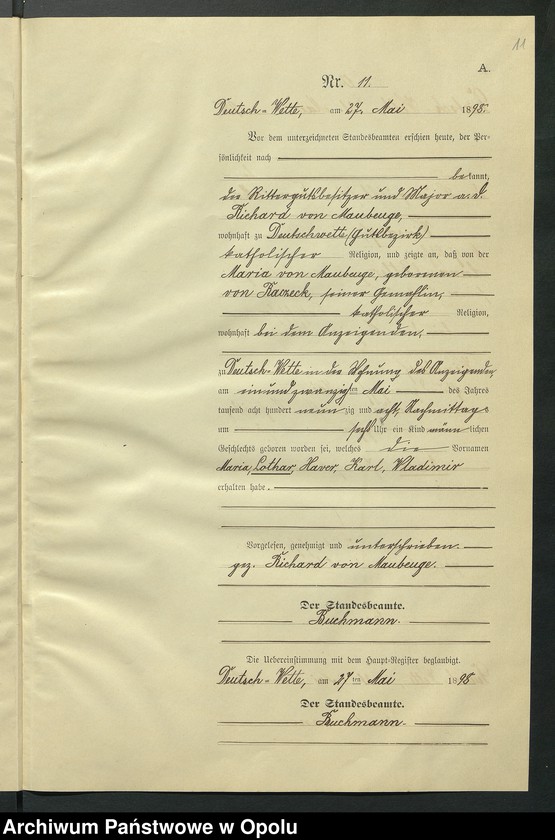 Obraz 15 z jednostki "Geburts-Neben-Register des Standesamts Deutsch Wette pro 1898"