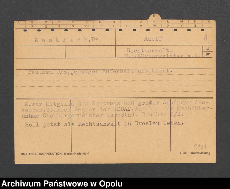 Obraz 3 z jednostki "[Knakrick Adolf, Beuthen]"