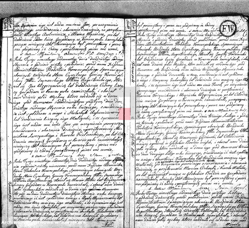 image.from.unit.number "Akta Cywilne Urodzonych Gminy Krasnopolskiey Pttu Seyneńskiego Województwa Augstowskiego Roku 1817."