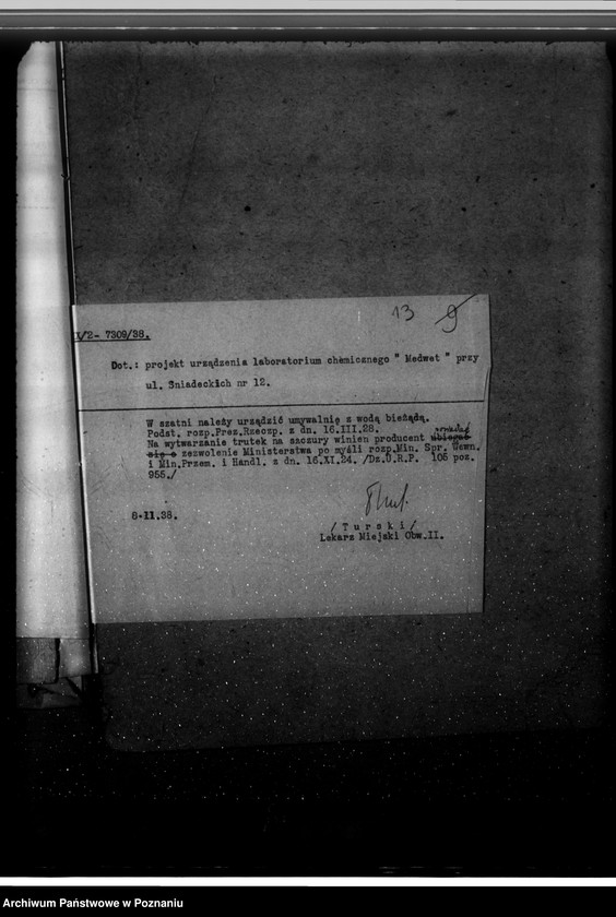 Obraz 17 z jednostki "Zatwierdzenie projektu rządzenia zakładu przemysłowego /Laboratorium Medyczno-Weterynaryjne "Medwet"/ w Poznaniu Fr. Nowakowskiego"