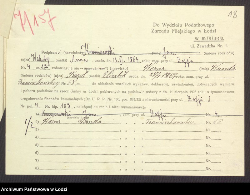 image.from.unit.number "Księga inwentarzowa nieruchomości m. Łodzi ul. św. Zofii"