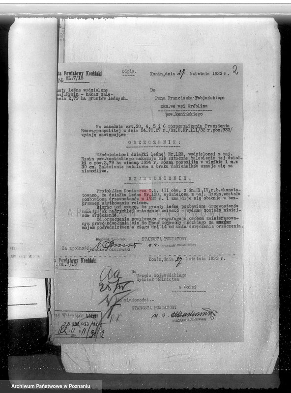 Obraz 6 z jednostki "Sprawa wydzielenia gruntów leśnych z majątku Rysin powiat koniński"