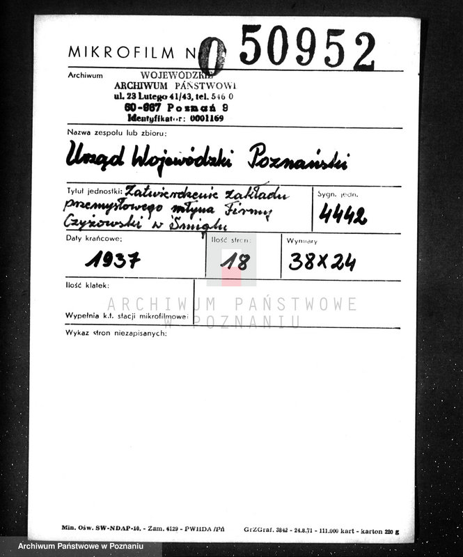 Obraz 2 z jednostki "Zatwierdzenie zakładu przemysłowego młyna Firmy Czyżowski w Śmiglu"