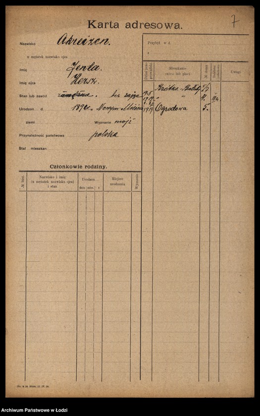 Obraz 9 z jednostki "[Spis ludności Łodzi] Akimow - Alperin"