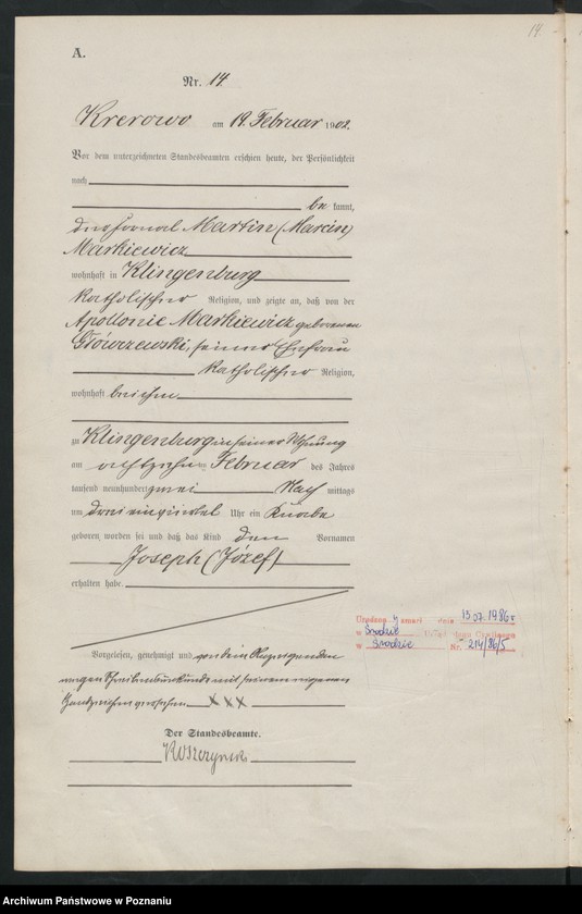 Obraz 17 z jednostki "Geburts-Haupt-Register"
