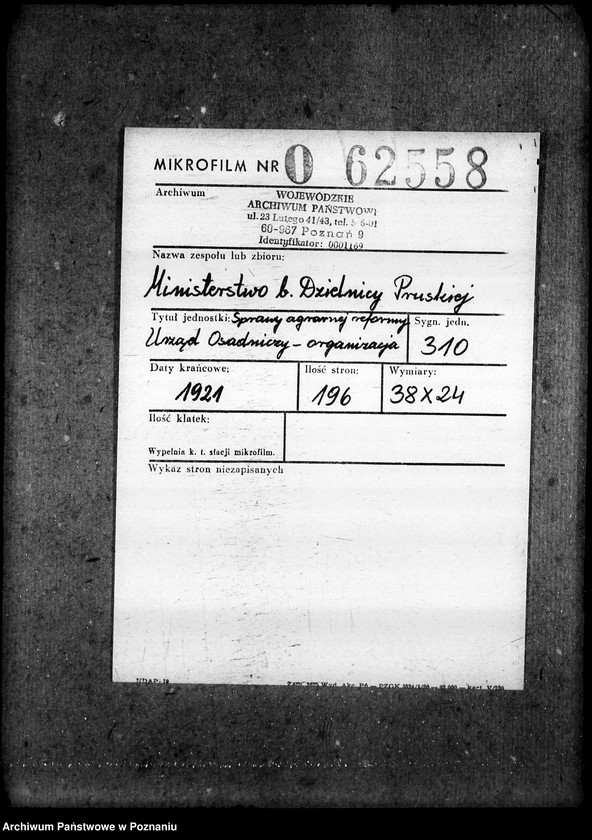 image.from.unit.number "Sprawy agrarnej reformy Urząd Osadniczy - organizacja"