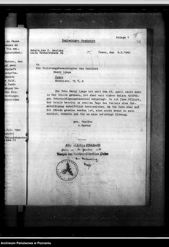 Obraz 14 z jednostki "Überführung des geistig zurückgeblie benen Harry Leepa in eine Heilanstalt im Altreich"