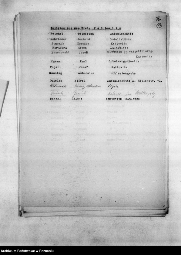 Obraz 17 z jednostki "Spisy miejscowych Niemców, którzy jako żołnierze polscy zaginęli w 1939 roku"